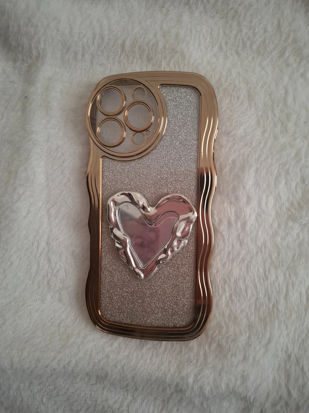 Stylish Rose Gold Heart Phone Case - Women Accessories